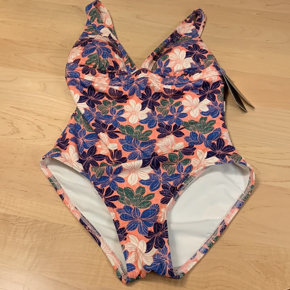 NWT Reyn Spooner One Piece Designer Floral Swimsuit Bathing Swim Wear Size 4 - Picture 4 of 6